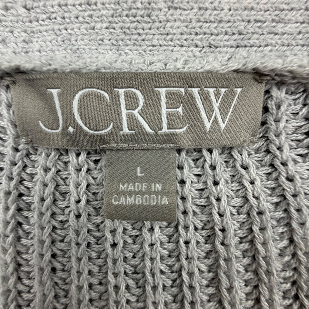 J.Crew Cotton Cashmere Blend Cropped V-Neck Cardigan Sweater Gray L - Picture 3 of 10